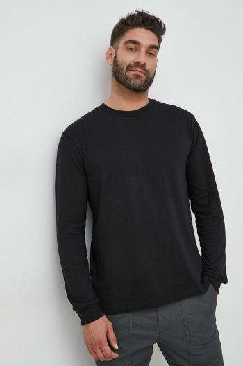 Bavlnené tričko s dlhým rukávom GAP čierna farba, jednofarebné