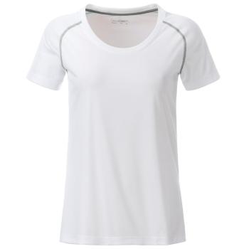 James & Nicholson Dámske funkčné tričko JN495 - Biela / strieborná | XL
