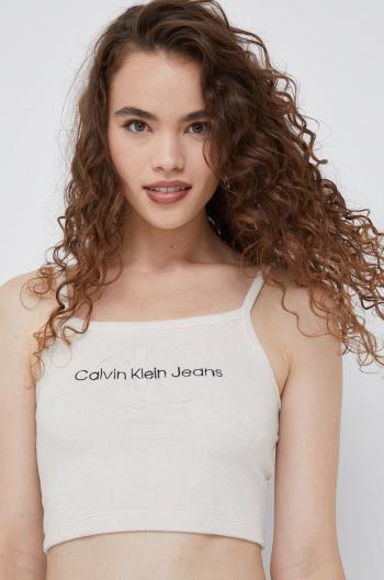 Top Calvin Klein Jeans dámsky, béžová farba,