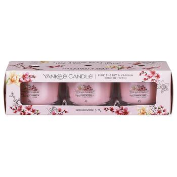 Yankee Candle Sada votívnych sviečok v skle Pink Cherry Vanilla 3 x 37 g