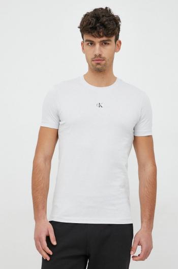 Bavlnené tričko Calvin Klein Jeans šedá farba, jednofarebné