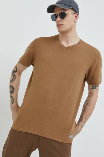 Bavlnené tričko Hollister Co. béžová farba, jednofarebné