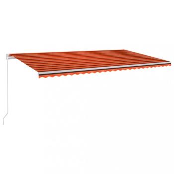 Ručne zaťahovacia markíza s LED svetlom 600x300 cm Dekorhome Hnědá / oranžová