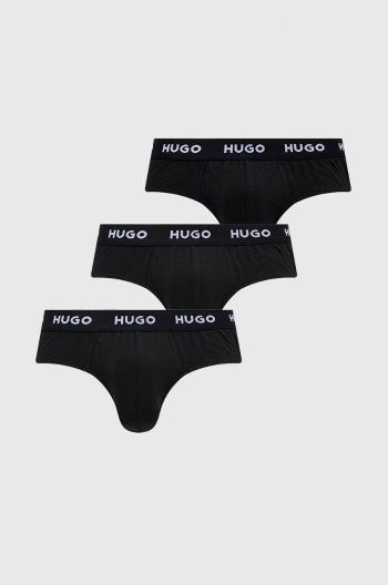 Slipy HUGO (3-pak) pánske, čierna farba