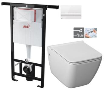 ALCADRAIN Jádromodul - predstenový inštalačný systém s bielym tlačidlom M1710 + WC JIKA PURE + SEDADLO duraplast AM102/1120 M1710 PU1