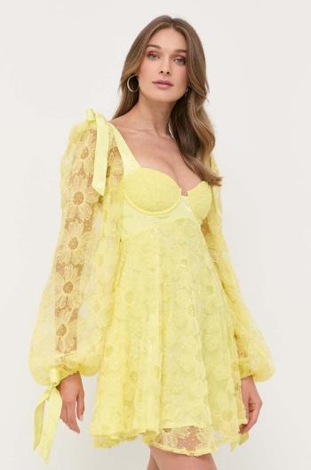 Šaty For Love & Lemons žltá farba, mini, áčkový strih