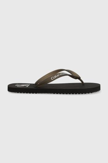 Žabky Calvin Klein Jeans BEACH SANDAL AOP pánske, čierna farba, YM0YM00656