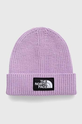 Detská čiapka The North Face fialová farba biela, z hrubej pleteniny