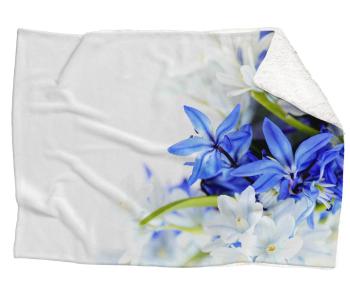 Deka Modré a biele kvety (Rozmer: 150 x 120 cm, Podšitie baránkom: ÁNO)