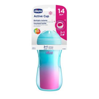 CHICCO Hrnček Active termo s tvrdým náustkom 266 ml, tyrkysový 14m+