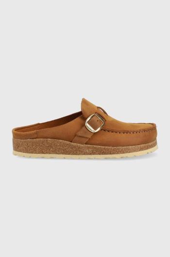 Semišové šľapky Birkenstock Buckley dámske, hnedá farba, 1024028