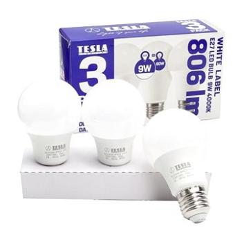 TESLA LED  BULB E27, 9 W, 4000 K, denná biela, 3 ks v balení (BL271040-3PACK)