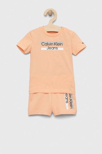 Detská súprava Calvin Klein Jeans oranžová farba