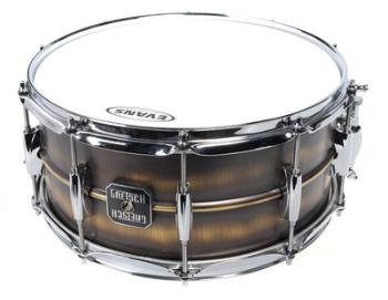 GRETSCH DRUMS 14" x 6.5"; Snare Drum; 1.0mm Brushed Brass Shell; 10-Lug