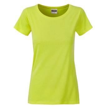 James & Nicholson Klasické dámske tričko z biobavlny 8007 - Žlto-zelená | S