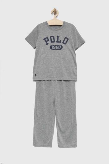 Detské pyžamo Polo Ralph Lauren šedá farba, s potlačou