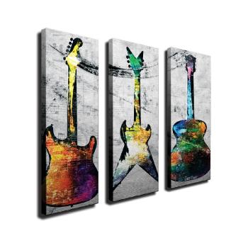 3-dielny nástenný obraz na plátne Guitars