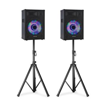 Fenton TL12LED, sada PA reproduktorov, 2 x 12" pasívny reproduktor, 2 x reproduktorový statív