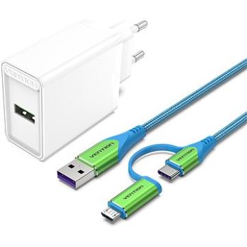 Vention & Alza Charging Kit (18 W + 2 in 1 USB-C/micro USB Cable 1 m) Collaboration Type (ZFCW0-100)