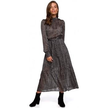 Style  Šaty S238 Sukienka midi szyfonowa w groszki - model 1  viacfarebny