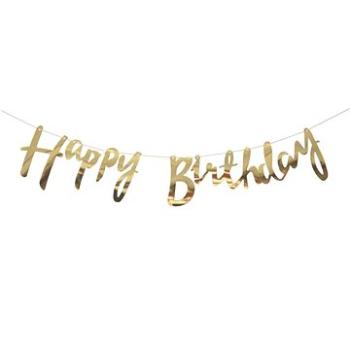 Girlanda narodeniny – Happy Birthday – zlatá, 150 cm (5902934215510)