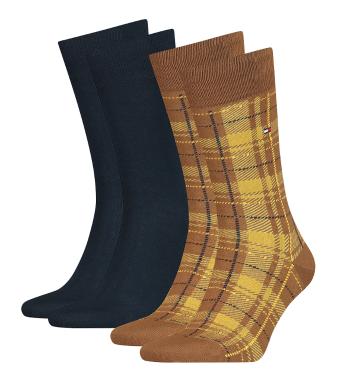 TOMMY HILFIGER - 2PACK tartan dark yellow ponožky -43-46