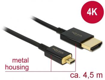 Delock HDMI prepojovací kábel #####HDMI-A Stecker, #####HDMI-Micro-D Stecker 4.50 m čierna 84785 pozlátené kontakty ####