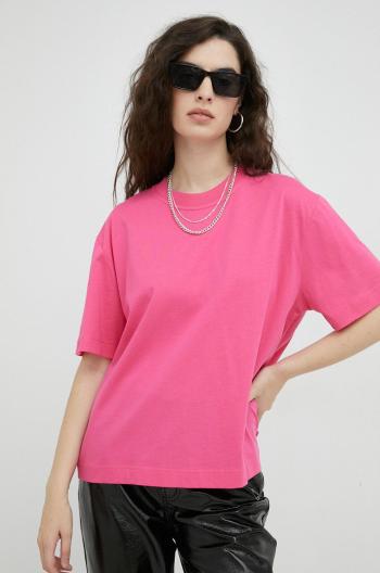 Bavlnené tričko Samsoe Samsoe ružová farba,