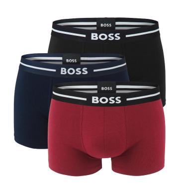 BOSS - boxerky 3PACK cotton stretch BOLD blue & burgundy z organickej bavlny - limitovaná fashion edícia (HUGO BOSS)-L (90-98 cm)