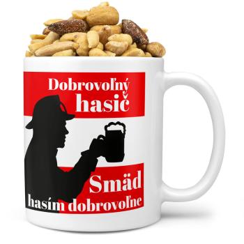 Hrnček Dobrovoľný hasič (Náplň hrnčeka: Zmes slaných orieškov)