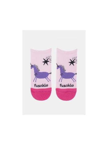 Ružové vzorované členkové ponožky Fusakle Jednorožec ružový