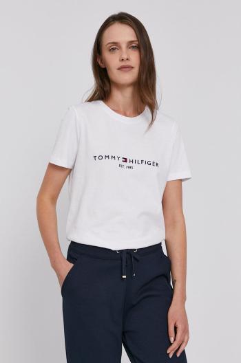 Bavlnené tričko Tommy Hilfiger biela farba