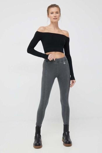 Legíny Calvin Klein Jeans dámske, šedá farba, jednofarebné