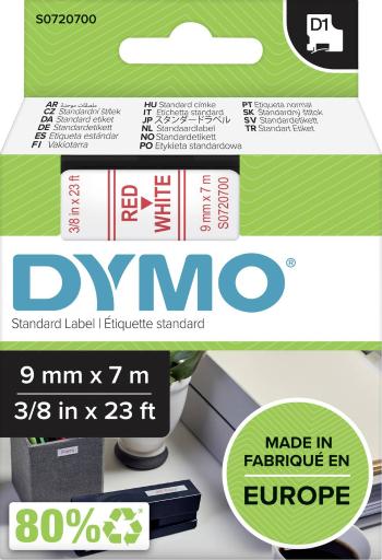 páska do štítkovača  DYMO D1 40915  Farba pásky: biela Farba písma:červená 9 mm 7 m