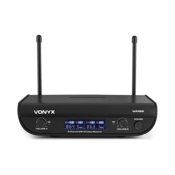 Vonyx WM82C Digital, 2-kanálový systém UHF bezdrôtových mikrofónov, headset z ručný mikrofón, 50 m, kufor