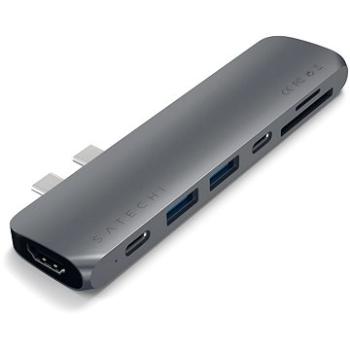 Satechi Aluminium Type-C PRO Hub (HDMI 4K, PassThroughCharging, 2× USB3.0, 2× SD, ThunderBolt 3) – S (ST-CMBPM)