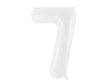 PartyDeco Balónik fóliový narodeninové číslo 7 biely 86 cm