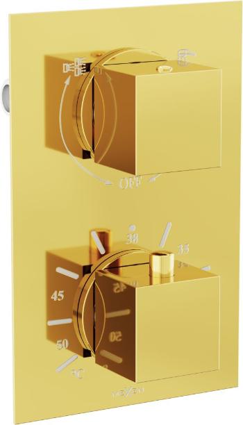 MEXEN - Cube termostatiská batérie sprcha / vaňa 2-output gold 77502-50
