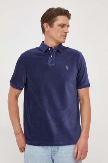 Polo tričko Polo Ralph Lauren pánsky, tmavomodrá farba, melanžový, 710909633