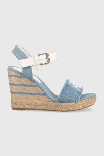 Sandále Tommy Hilfiger DENIM WEDGE SANDAL dámske, na kline, FW0FW07079