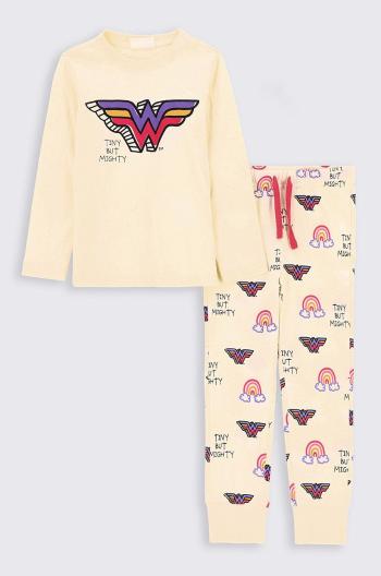 Detské bavlnené pyžamo Coccodrillo béžová farba, vzorované