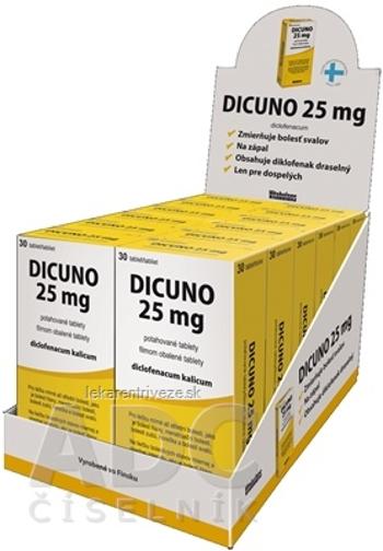 DICUNO 25 mg filmom obalené tablety DISPLEJ tbl flm (ŠÚKL kód: 07459) 12x30 ks, 1x1 set