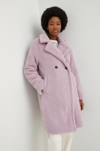 Kabát Answear Lab dámsky, fialová farba, prechodný, dvojradový