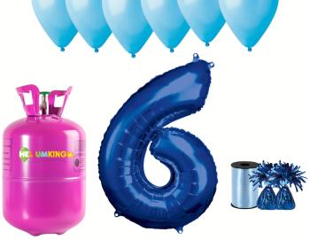 HeliumKing Hélium párty set na 6. narodeniny s modrými balónmi