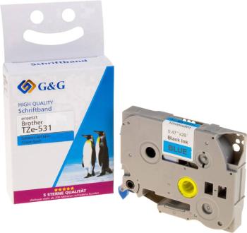 páska do štítkovača  G&G 14956 kompatibilná náhradný Brother TZe-531  Farba pásky: modrá Farba písma: čierna 12 mm 8 m