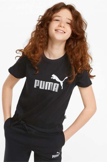 Detské tričko Puma ESS+ Logo Knotted Tee G čierna farba