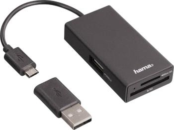 Hama  1 port USB 2.0 hub s funkciou OTG, so zabudovanou čítačkou SD kariet čierna