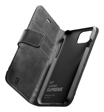 Prémiové kožené pouzdro typu kniha Cellularine Supreme pro Apple iPhone 12/12 Pro, černé