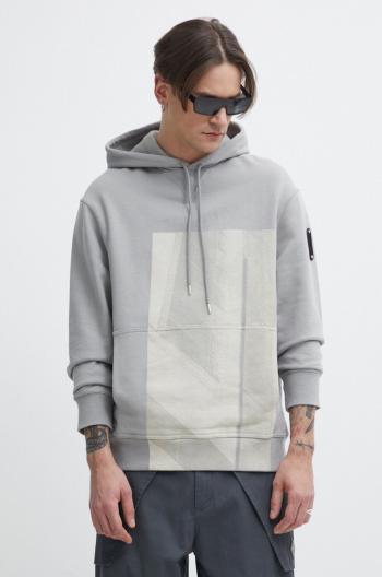 Bavlnená mikina A-COLD-WALL* Strand Hoodie pánska, šedá farba, s kapucňou, s potlačou, ACWMW186