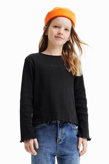 Detská bavlnená košeľa s dlhým rukávom Desigual čierna farba,